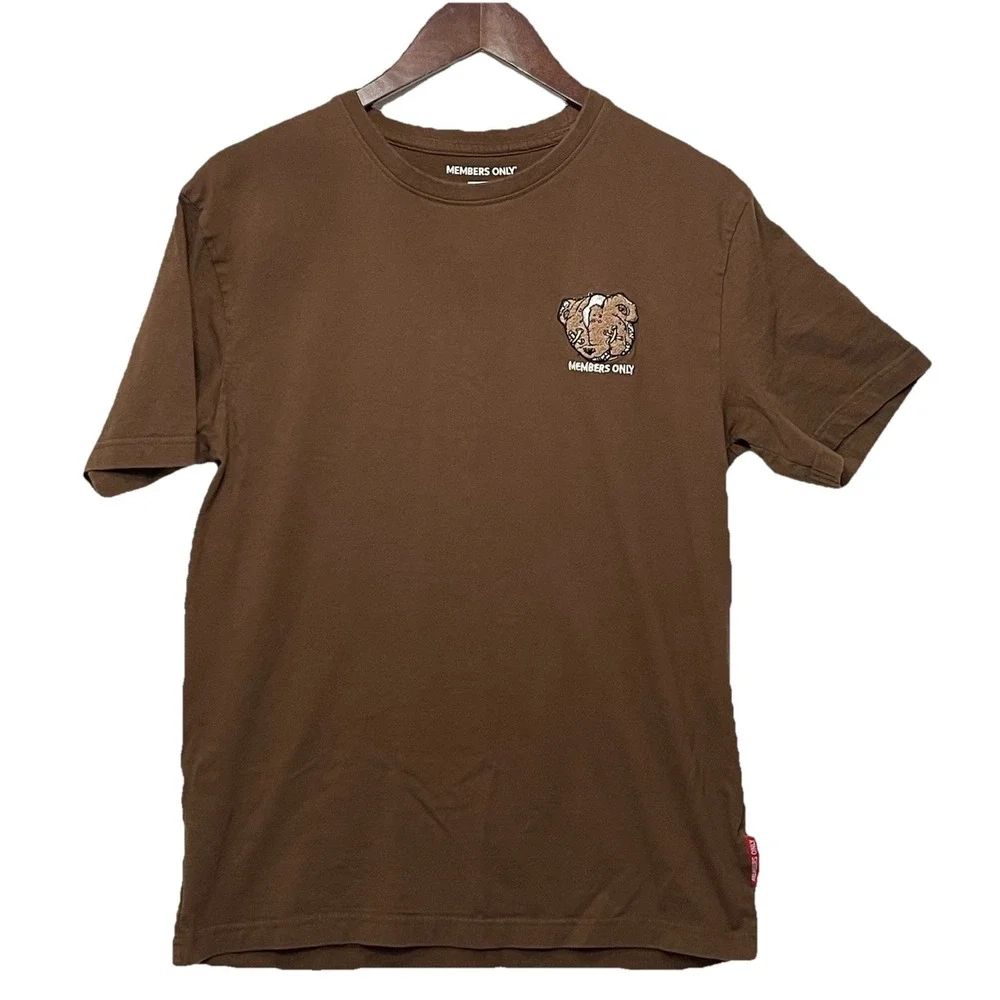 Members Only Teddy Bear Graphic T Shirt‎ Mens Large Brown Streetwear Y2K Cotton